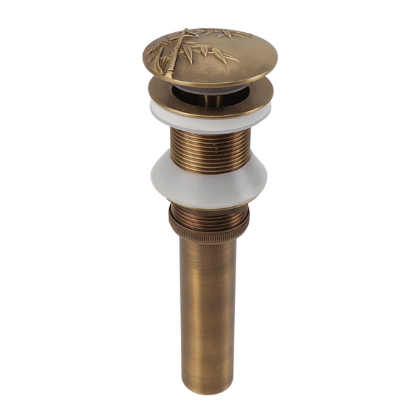 Pop Up Sink Drain Vintage Sink Vessel Drain Stopper Plant Pattern Brass Quick Drainage Sink Parts for Bathroom Basin Without Overflow