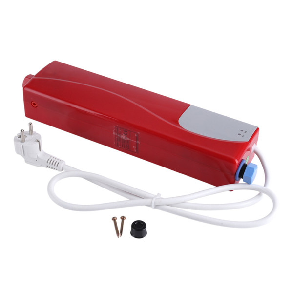 3000W Mini Electric Tankless Instant Hot Water Heater Bathroom Kitchen Use  (Red)