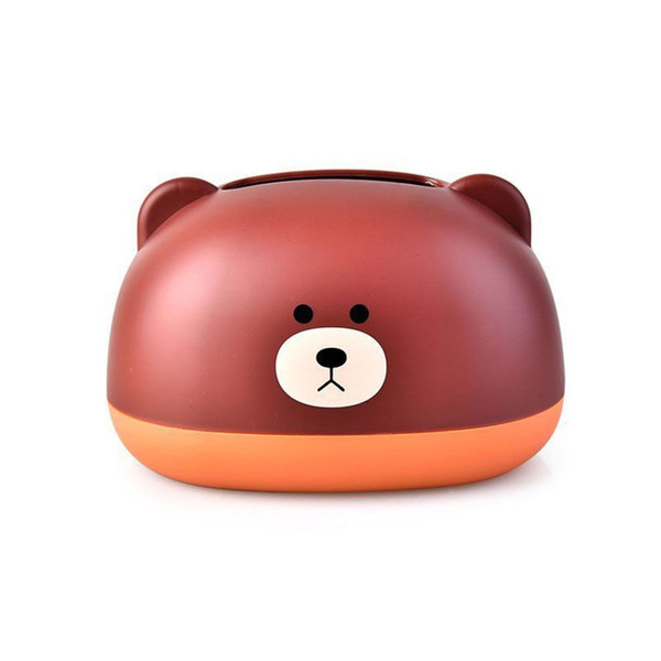 Tissue Box Cover PP Cute Cartoon Animal Desktop Tissue Dispenser Napkin Holder Case for Bathroom Living Room Bedroom Kitchen Brown