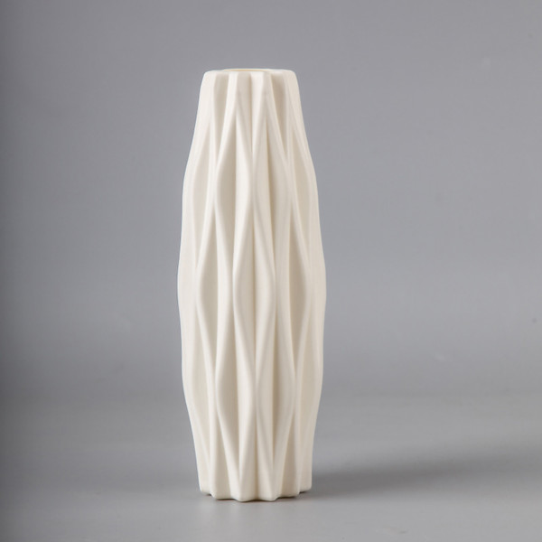 Nordic Style Vase Dried Flower Creations Decorative Simple Vintage Vase for Living Room Countertops Rhombus White 7x21cm / 2.8x8.3in
