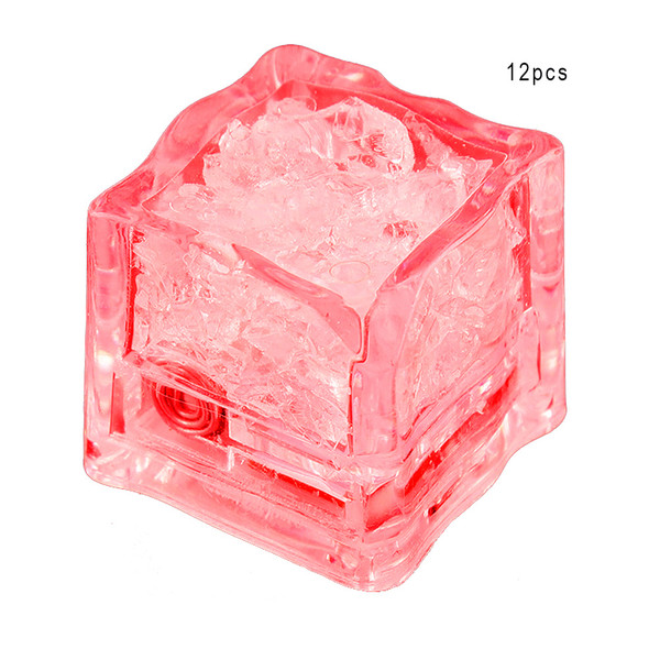 12Pcs Colorful Liquid Sensor LED Ice Cubes Light Wedding Party Decorative Ice Cube (Red)