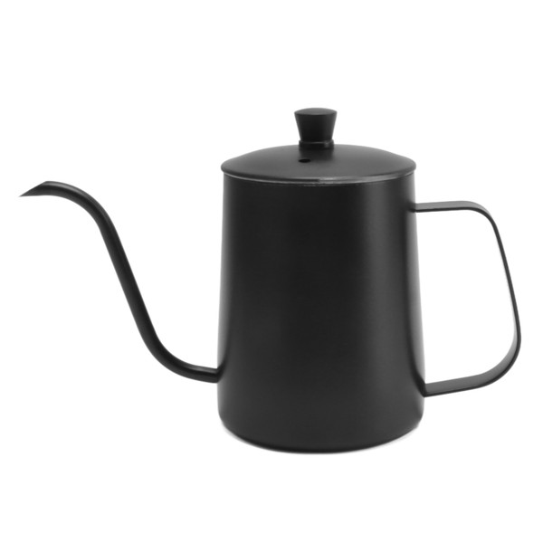 Pour Over Coffee Kettle Long Narrow Spout 304 Stainless Steel Gooseneck Pour Over Hand Drip Tea Coffee Pot 600ML Black with Lid
