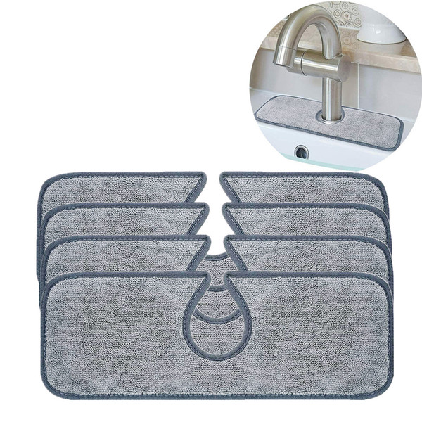 2/4Pcs Faucet Absorbent Mat Sink Splash Guard Microfiber Faucet Splash Catcher Drying Pads Dish Drying Mat for Kitchen Bathroom