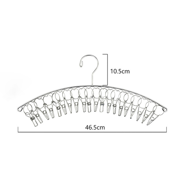 Stainless Steel Sock Drying Rack Curved Folding Laundry Drying Rack Windproof Hanger4.0 Thick Inner Windproof 20 Clips