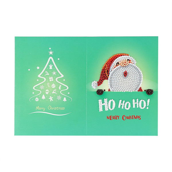 Christmas Unique DIY Rhinestone Painting Greeting Card Old Man Snowman Art Craft HK002
