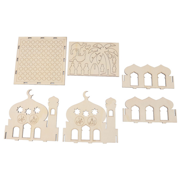 Enchanting Wooden House Ornament With Carved Hollow Star Decoration People Animal Coconut Trees Handcrafted