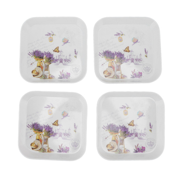4pcs Fruit Snack Plate Multifunctional Dessert Dishes for Home School Restaurant Storage Tray Spit Bone Tray Lavender