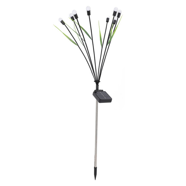 Firefly Lights LED 800mAh IP65 Waterproof Solar Firefly Decorative Lights for Christmas Wedding Garden Warm White Black Rod with Leaves 8 Heads