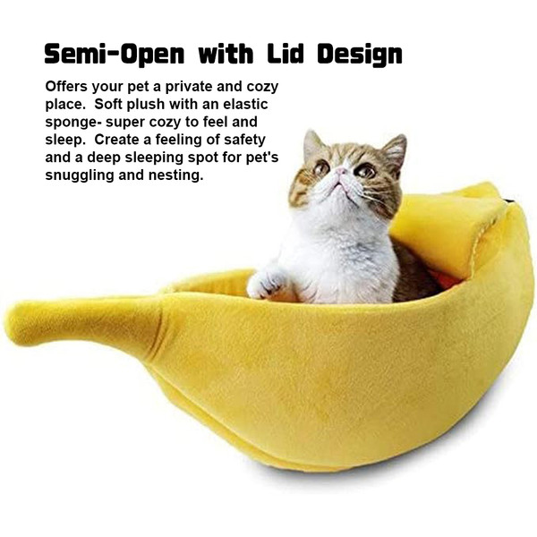 Cute Banana Shape Cat Nest Pet Bed Puppy Kitten Warm House Bed Soft Warm Cat Bed for Winter Lovely Pet Supplies