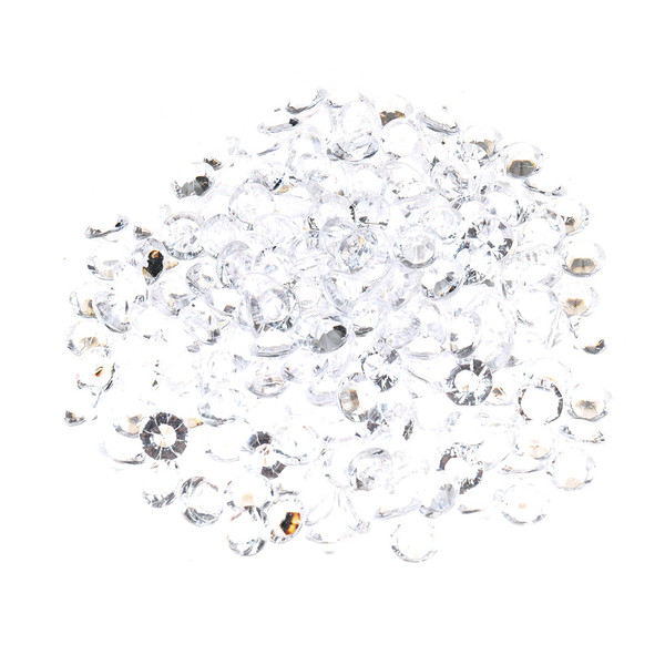 500pcs 10mm DIY Transparent Pointed Acrylic Diamond Gems for Wedding Party (White)