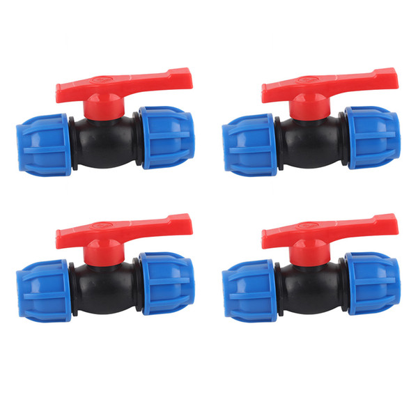 4Pcs PE Straight Ball Valve Shutoff Valve Home Garden Pipeline Fittings Accessories1in