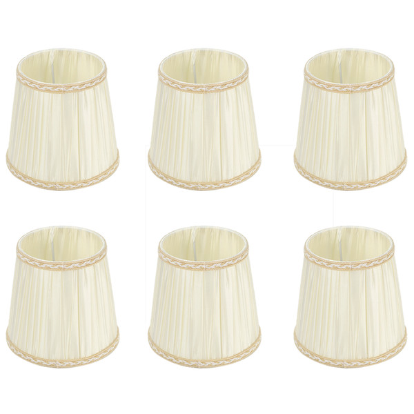6Pcs Fabric Cloth Lampshade Lamp Cover Replacement for E14 Chandelier Wall Lamps Beige