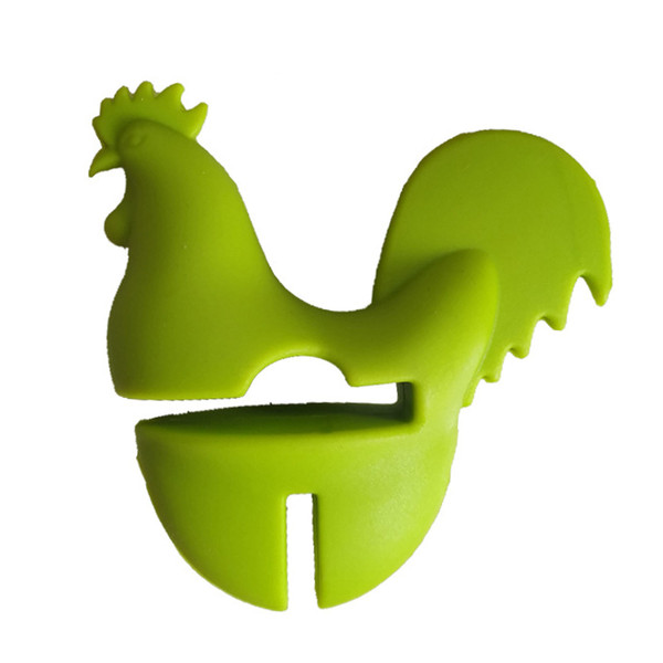 Kitchen Rooster Pot Clip Soft Elastic Silicone Rooster Kitchen Accessories Clip for Home Green