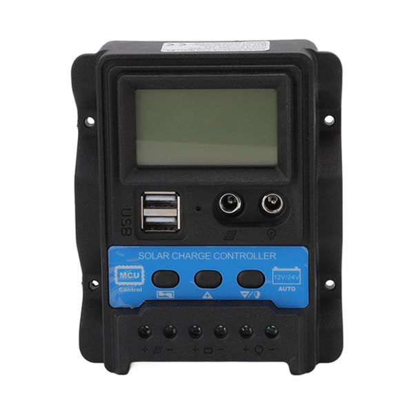 12V 24V Auto Solar Charge Controller PWM Solar Power Controller Dual USB LCD Display 20A