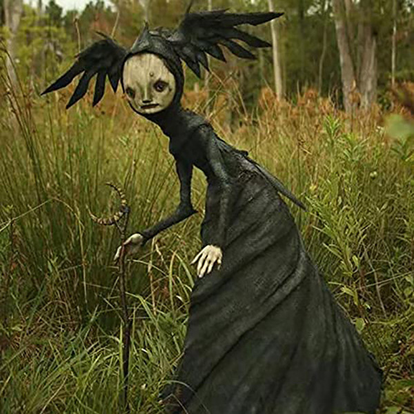 Witch Statue Ornament Glossy Resin Scary Halloween Witch Decorations for Living Room Courtyard Crutch