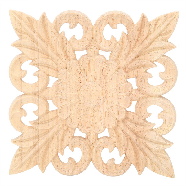 Wood Carved Applique Onlay Carving Decal Unpainted Home Cabinet Furniture Decor
