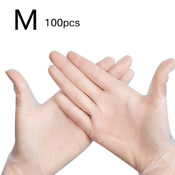 100pcs Disposable PVC Gloves High Elastic Gloves for House Cleaning Tattoo CosmeticM