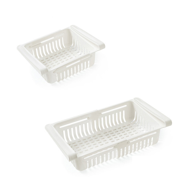 Fridge Drawer Organizer Retractable Multifunction Space Saving Refrigerator Storage Box White 20.5x16.4x7.6cm / 8.1x6.5x3.0in