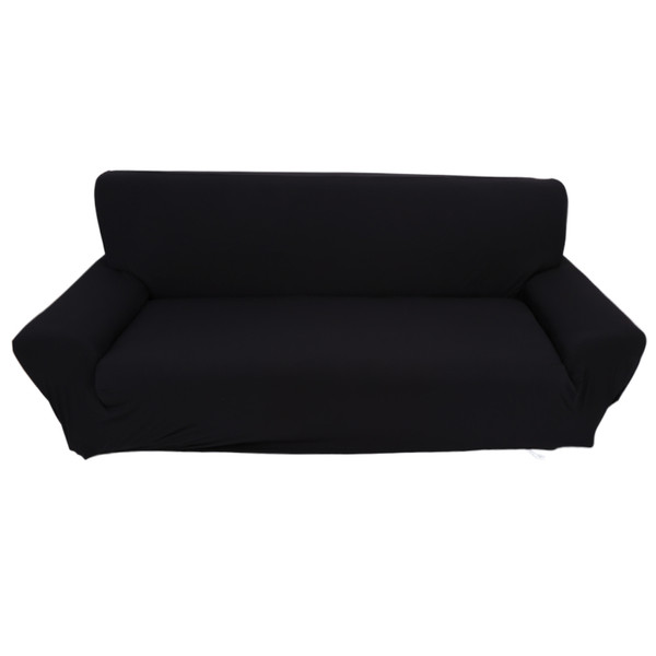 3 Seater Polyester Sofa Loveseat & Chair Cover Sofa Slipcover Couch Cover (Black)
