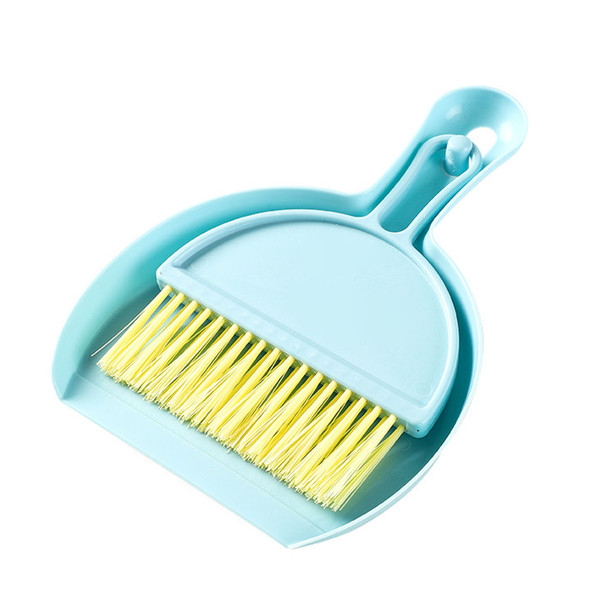 Mini Dustpan Brush Set Compact Multifunctional Table Cleaner Small Broom Dust Pan for Keyboard Cleaning Blue