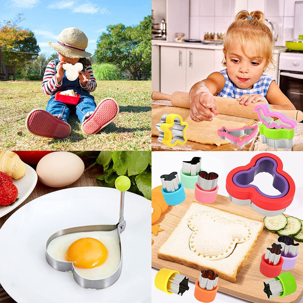 Sandwich Cutter and Sealer Set 32 Pcs Cookie Mold Fruit Vegetable Cutter Shapes for Boys Girls Home Kitchen DIY Accessories