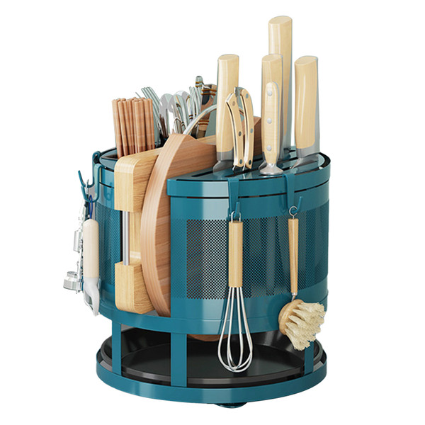 Rotating Knife Holder Multi Function Area Knife Chopstick Chopping Board Holder Kitchen Utensil Organizer Green