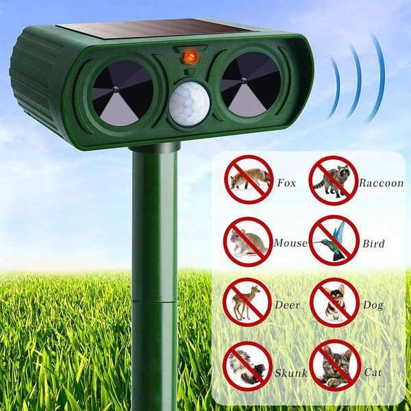 Drive away stray cats and dogs solar mouse repeller ultrasonic animal repeller LED flash drive outdoor repeller Grass green solar drive