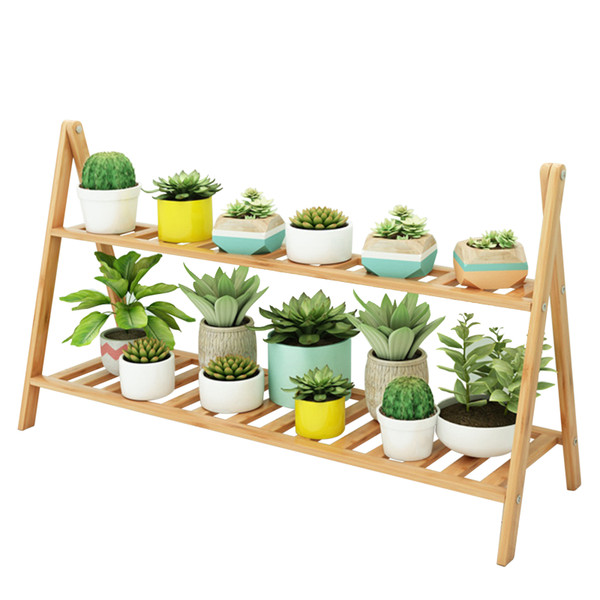 Flower Pot Holder Bamboo Multi Layer Decorative Floor Standing Succulent Planter Rack for Indoor Living Room Balcony