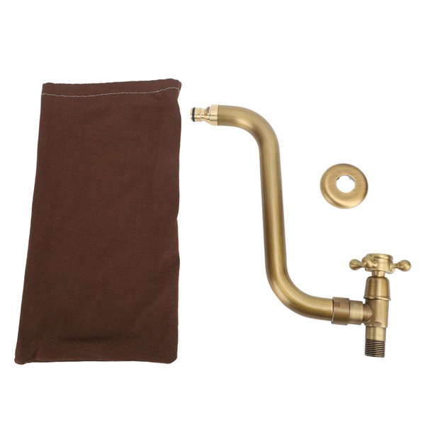 S Spout Antique Wall Mounted Faucet Single Cold Anti Freeze Copper Bathroom Basin Kitchen Sink Faucet Cold Water