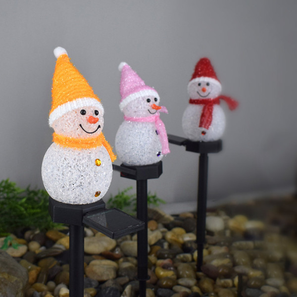 Solar Christmas Snowman Ground Inserted Lamp Outdoor Garden Decoration Landscape LED Lawn Lamp Yellow/Red/Purple/Blue