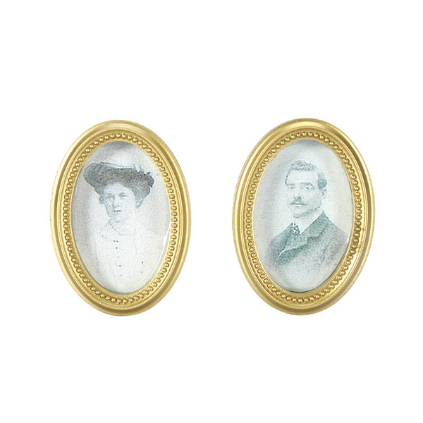2Pcs/Set doll house Miniature Oval Frame Picture Photo Dollhouse DIY Accessories