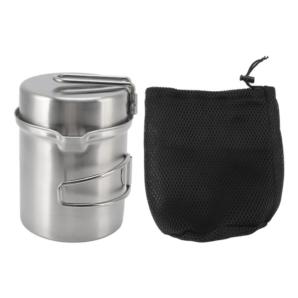Outdoor Wood Stove Cooking Pot Set Stainless Steel Portable Windproof Pot Set Hiking Camping Cookware