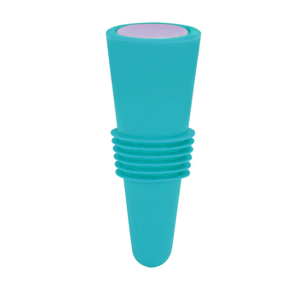 Wine Bottle Stopper Food Grade Silicone Stainless Steel 6.1x2.35cm Decorative Practical Reusable Wine Corks for Decoration Blue