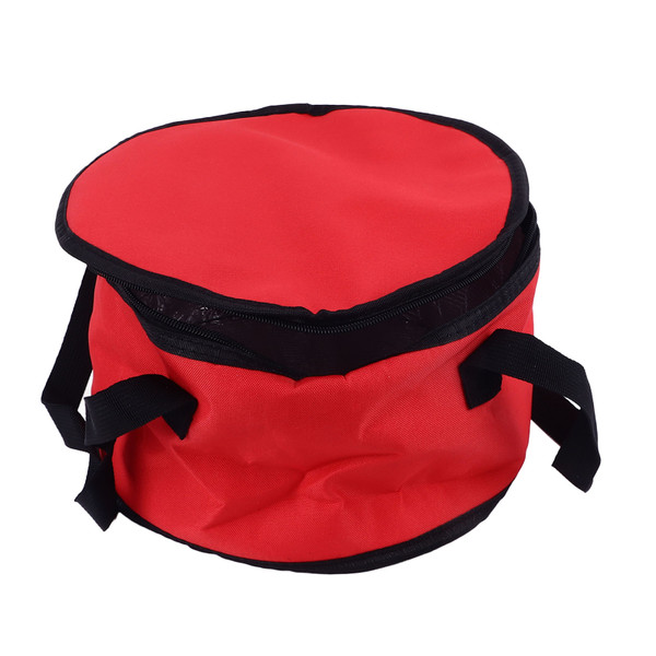 Round Insulated Bag 11x7in Oxford Cloth Casserole Carrier Reusable Cooler Thermal Picnic Bag Red