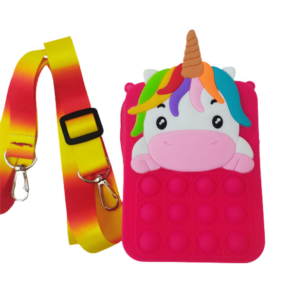 Push Bubble Toy Shoulder Bags Silicone Stress Relief Sensory Toy Storage Bag Fashion Shoulder Bag for Gift Children