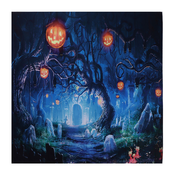 Halloween Backdrop Scary Cemetery Pumpkin Lantern Backdrop for Studio Props Photo Party Birthday Decor150x150cm