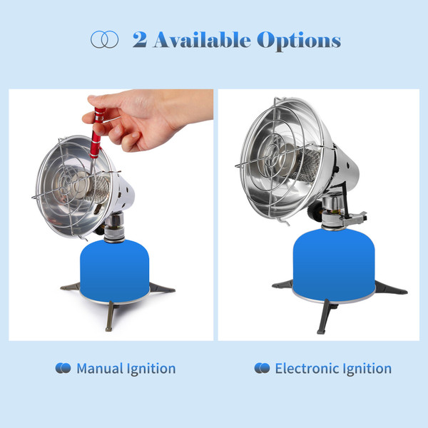 Portable Outdoor Heater Camping Gas Heater Outdoor Tent Space Heater Mini Heater for Hiking Fishing(No Gas Tank), Electronic Ignition
