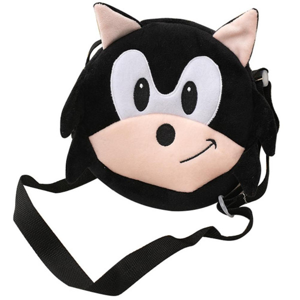 Plush Anime Shoulder Bag Cute Cartoon Character Purse Bag Toy with Adjustable Strap for Kids Birthday Christmas Halloween Gifts Black