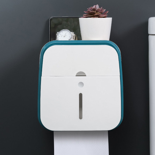 Wall Mounted Tissue Box Holder Strong Bearing Tissue Dispenser with Transparent Viewing Window for Home Bathroom Green