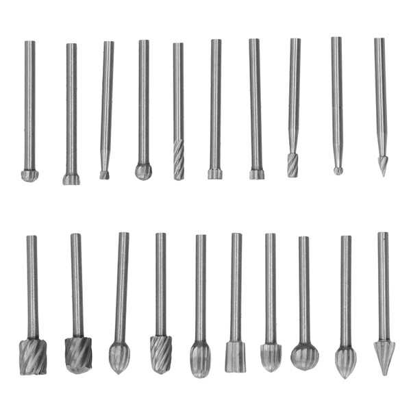 20Pcs High Speed Steel Rotary File DIY Grinding Head Set Accessory for Woodworking