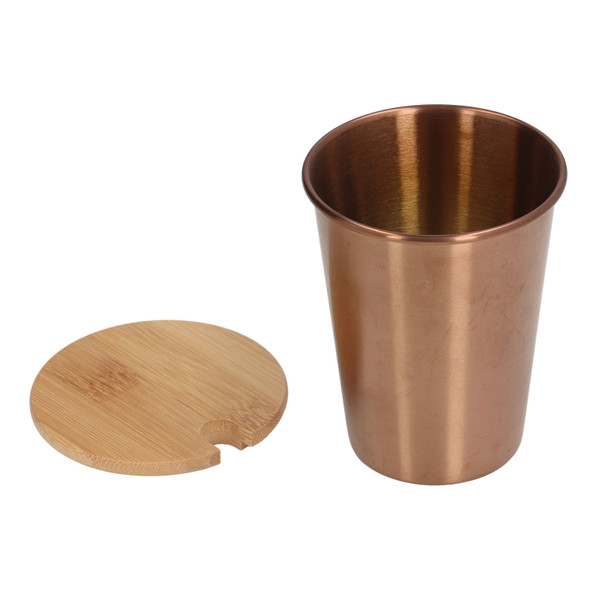 350ML Portable Single Layer Stainless Steel Mug with Lid Stackable Coffee Beer Milk CupRose Gold