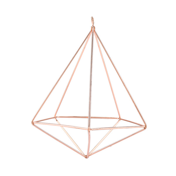 Freestanding Hanging Geometric Plant Stand Flower Hanger Moss Fern Plant Decor (Rose Gold)