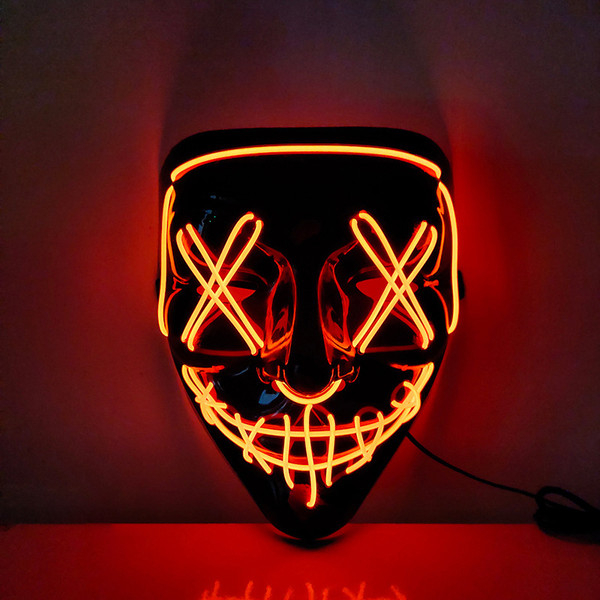 Halloween Light Up Mask PP Cold Light Ergonomic LED Scary Glowing Mask for Cosplay Red