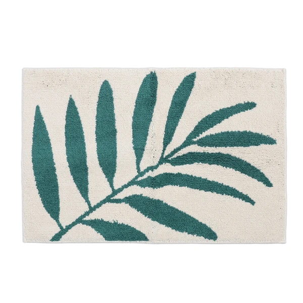 Bathroom Rugs Simple Pattern Polyester Fiber Strong Absorbent Prevent Slip Bath Mats Rugs for Bathroom Bedroom Doorway One Leaf 50x80cm / 19.7x31.5in