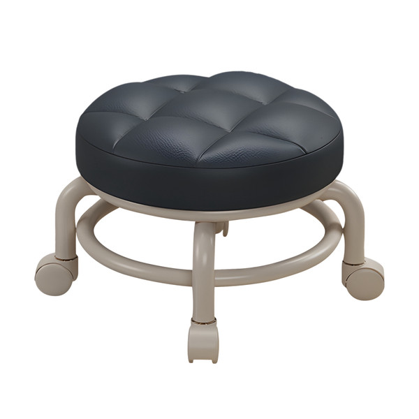 Low Roller Stools with Universal Wheel 360 Degrees Swivel PU Leather Round Rolling Stool Seats with Mute Wheels for Home Office Garage Shop Fitness