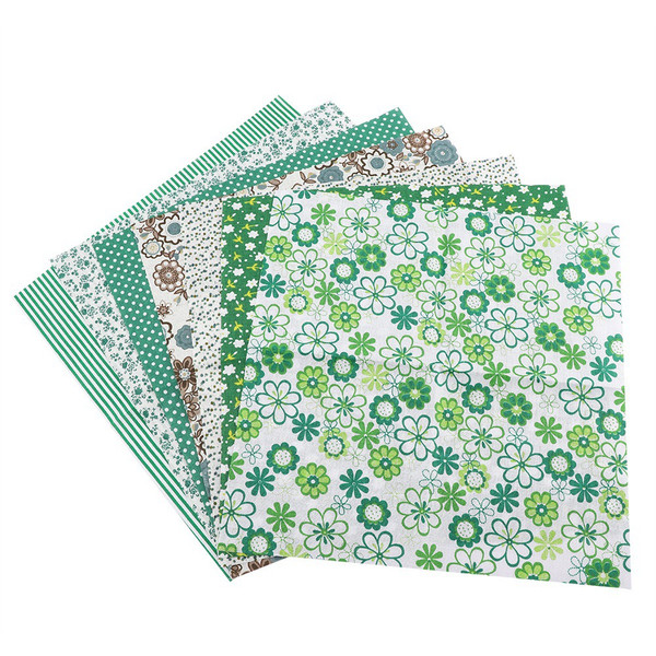 7pcs 25*25cm Cotton Fabric DIY Assorted Squares Pre Cut Bedding Kit Quarters Bundle Dark Green