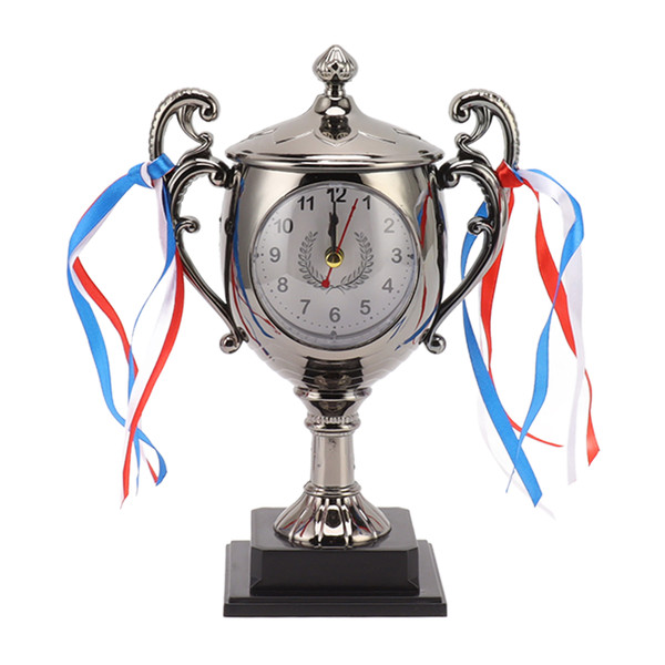 Retro Clock Lifelike Trophy Model Decorative Small Desktop Alarm Clock for Dormitory Bedroom Living Room Dark Gold