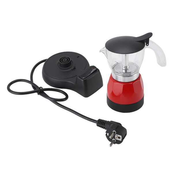 Electric Coffee Maker 150ml 3 Cups Aluminum Mocha Pot Electric Italian Coffee Maker Percolator for Home   Red