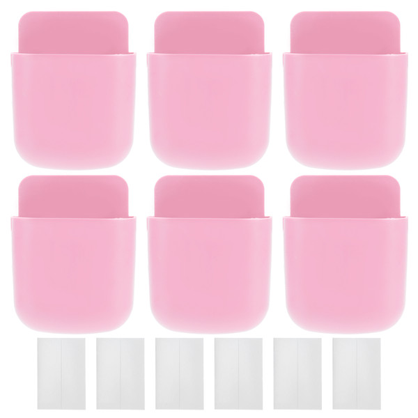 6 Set Remote Control Holder Wall Mounted Phone Storage Box Organizer for Home Bedside School UsePink