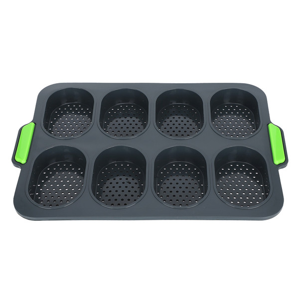 Silicone 8Grid Cake Mold NonStick DIY Cupcake Baking Mould Bakeware Kitchen Accessory(Black 8Grid Silicone Cake Mold )